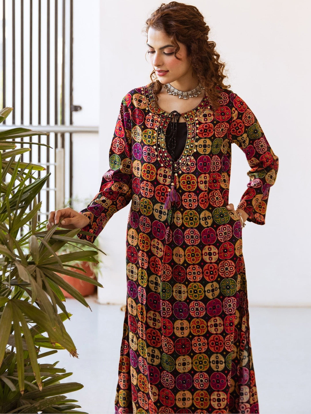 Printed Keyhole Neck Kurta & Palazzos Kurta Sets