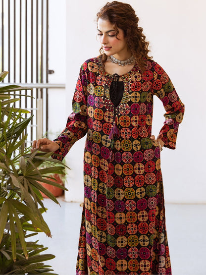 Printed Keyhole Neck Kurta & Palazzos Kurta Sets