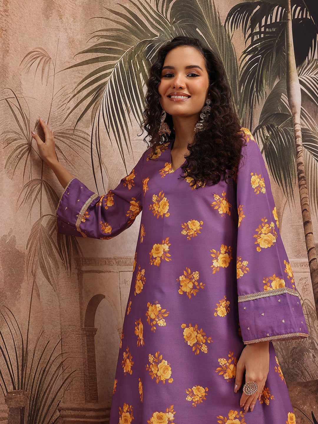 Floral Printed Regular Kurta with Trousers