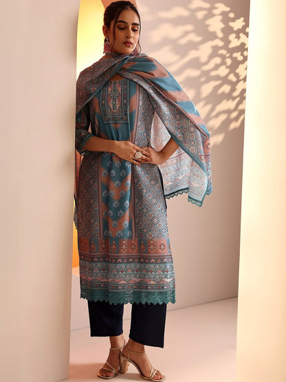 Women Ethnic Motifs Printed Regular Kurta with Trousers & With Dupatta