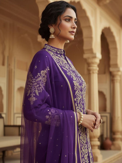 Dhiyona HOP Embroidered Mandarin Collar Kurta & Sharara Kurta Sets
