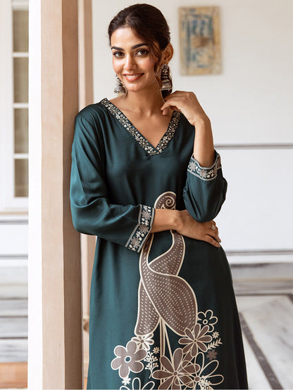 Printed Straight Kurta & Palazzo