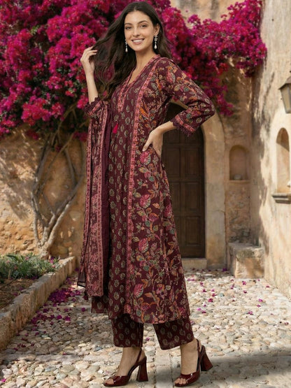 Printed V Neck Kurta Sets