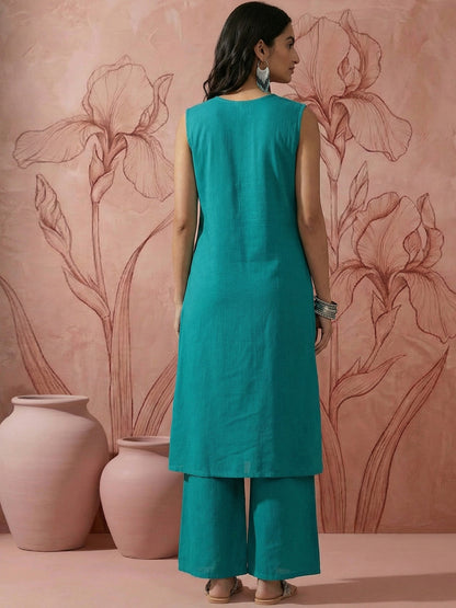 Regular Mirror Work Pure Cotton Kurta with Palazzos