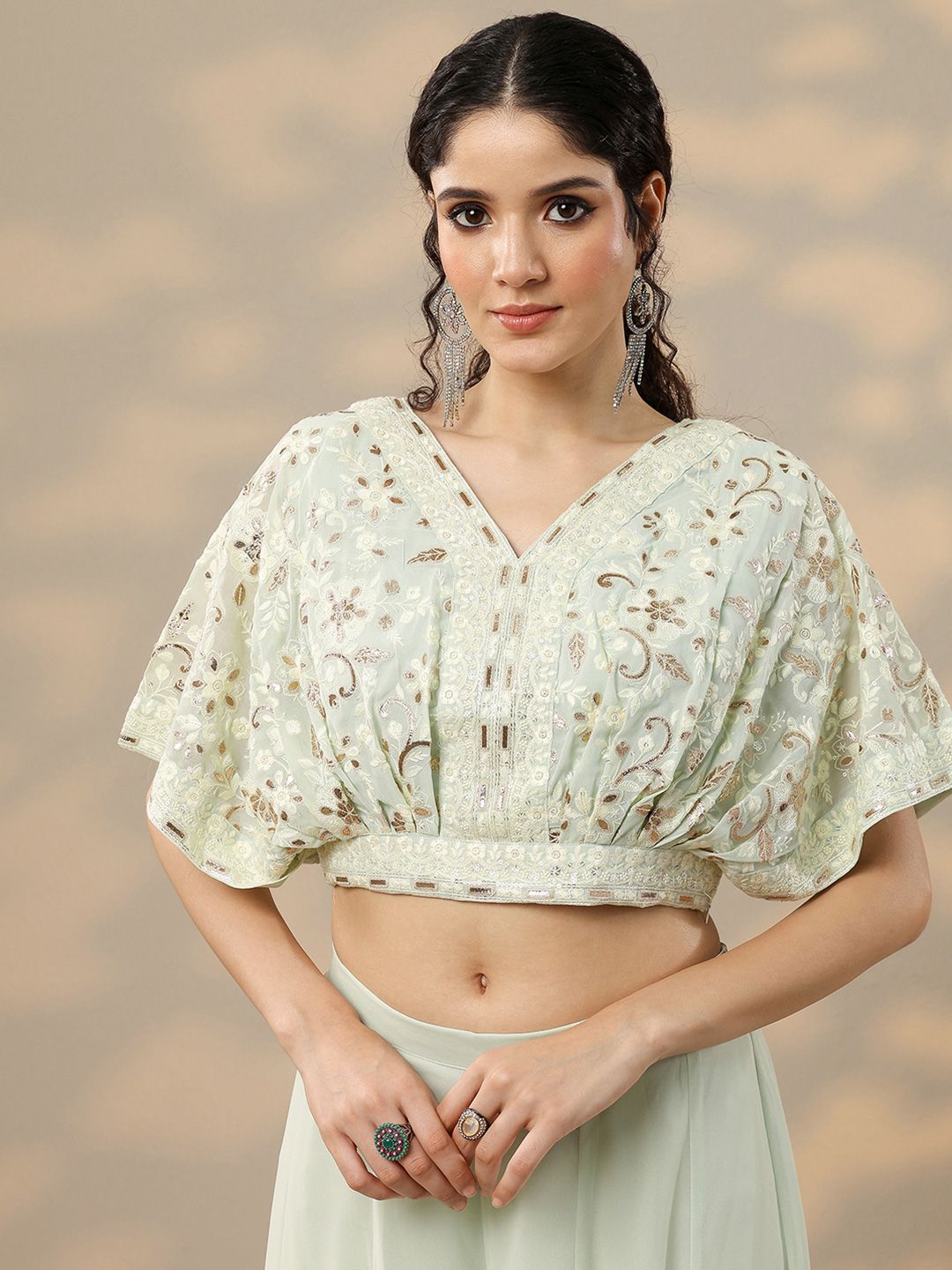 Dhiyona LL Ethnic Motifs Embroidered Top & Palazzos With Dupatta