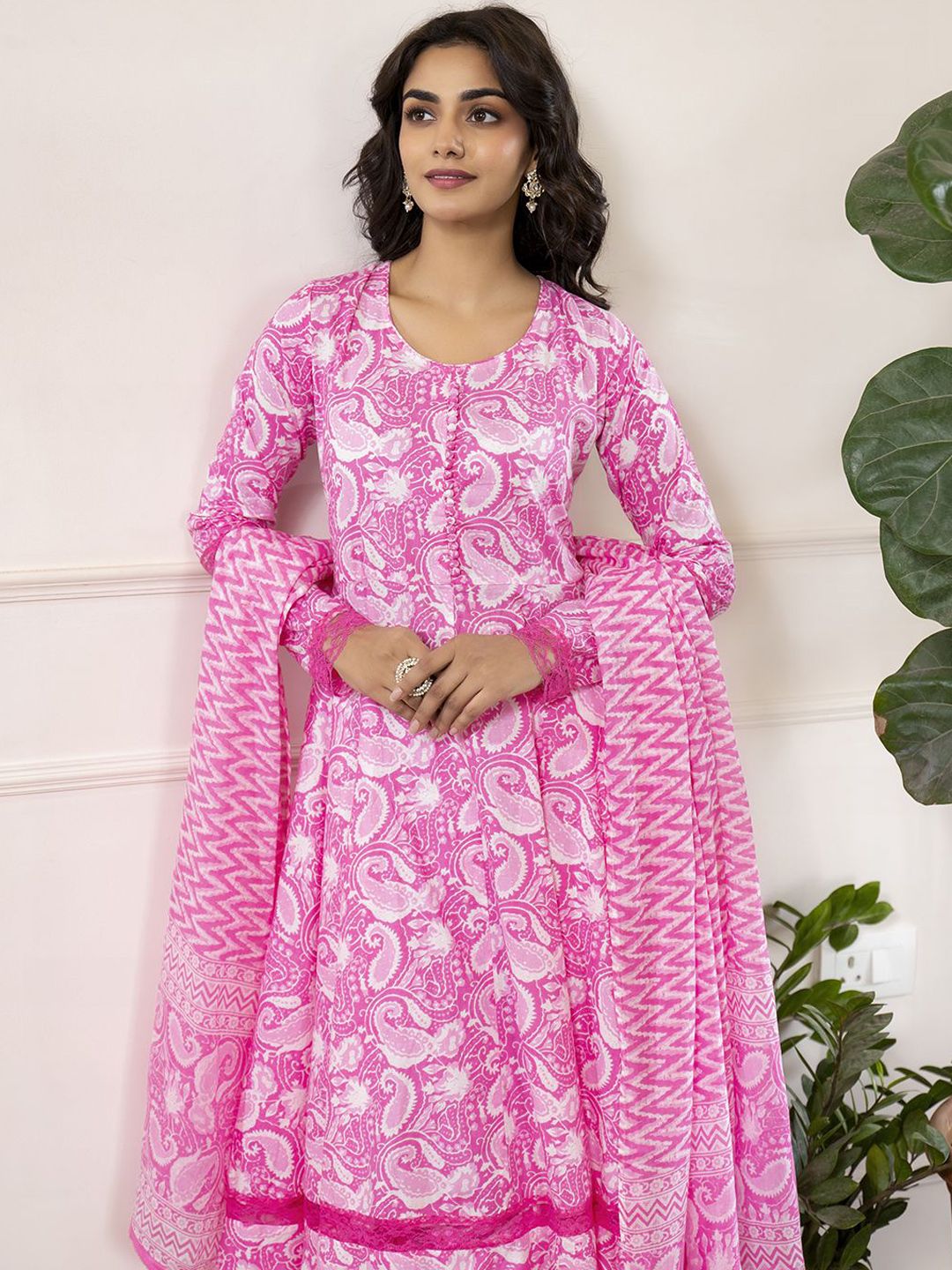 Dhiyona KL Paisley Printed Pure Cotton Kurta with Trouser & Dupatta