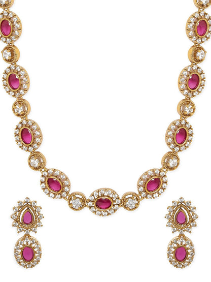 Dhiyona RJ Women's Gold Plated Stone Studded Jewellery Set