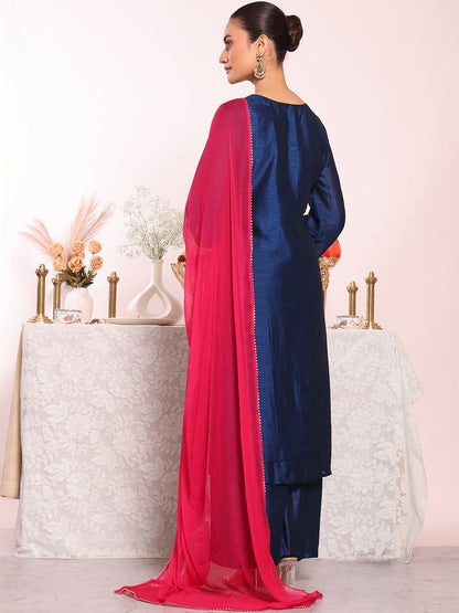 Dhiyona KL Women Ethnic Motifs Embroidered Regular Kurta with Palazzos & With Dupatta