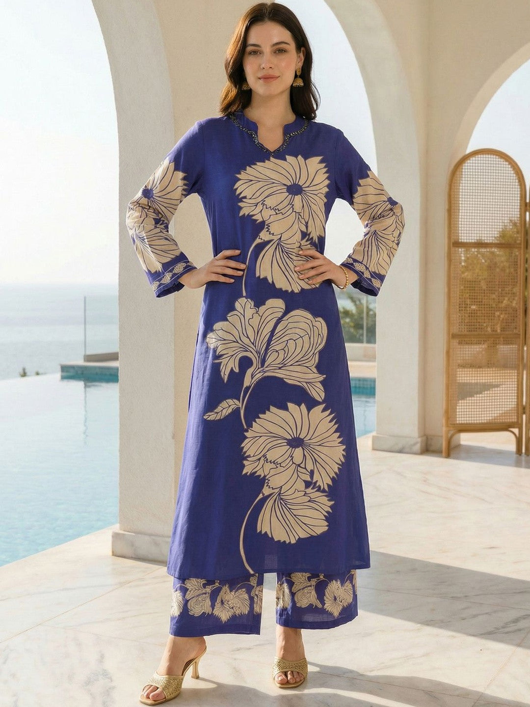 Women Floral Printed Regular Kurta with Palazzos