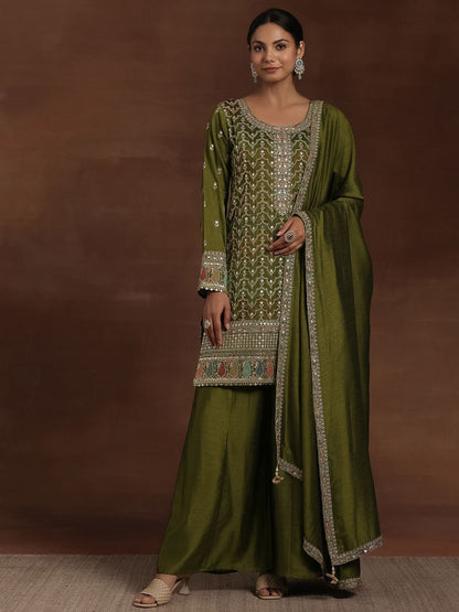 Dhiyona LL Women Ethnic Motifs Embroidered Regular Kurta with Palazzos & With Dupatta