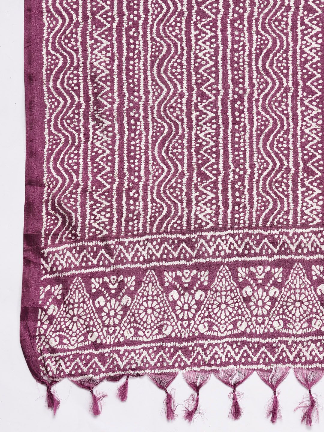 Violet Violet Solid Sleeveless Kurta With Trousers & Bandhani Printed Dupatta