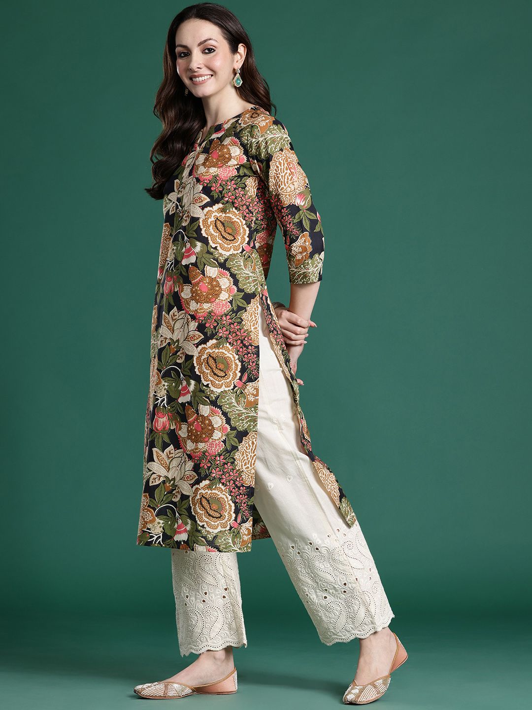 Dhiyona IE Floral Printed Pure Cotton Kurta