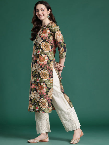 Dhiyona IE Floral Printed Pure Cotton Kurta