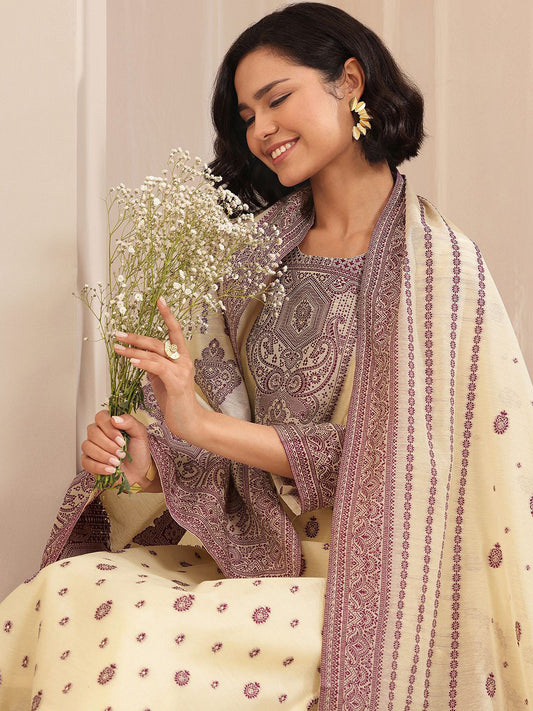 Women Regular Chanderi Silk Kurta with Trousers & With Dupatta