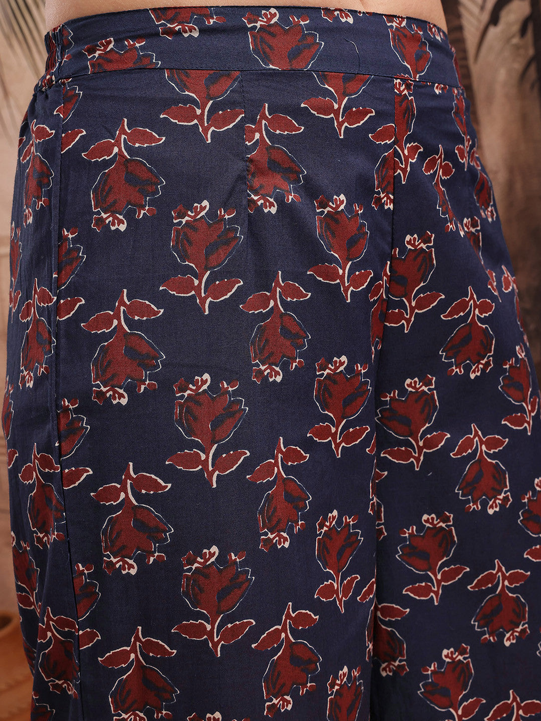 Floral Printed Pure Cotton Kurta with Trousers