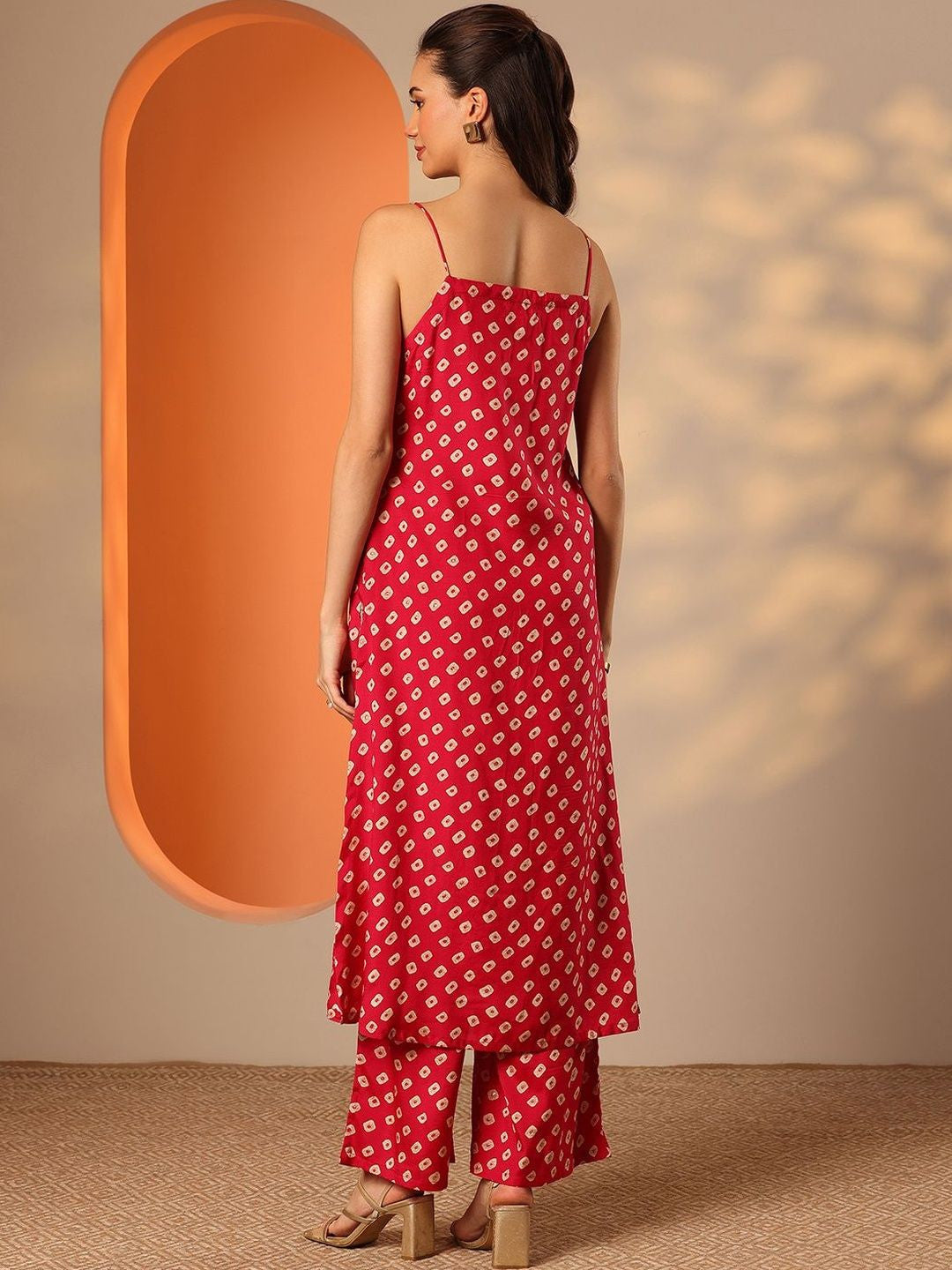Women Bandhani Printed Regular Kurta with Palazzos