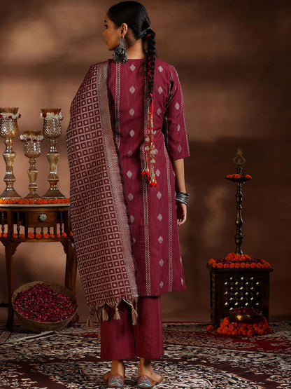 Women Ethnic Motifs Regular Thread Work Kurta with Trousers & With Dupatta