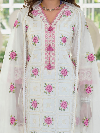 Women Floral Embroidered Regular Thread Work Pure Cotton Kurta