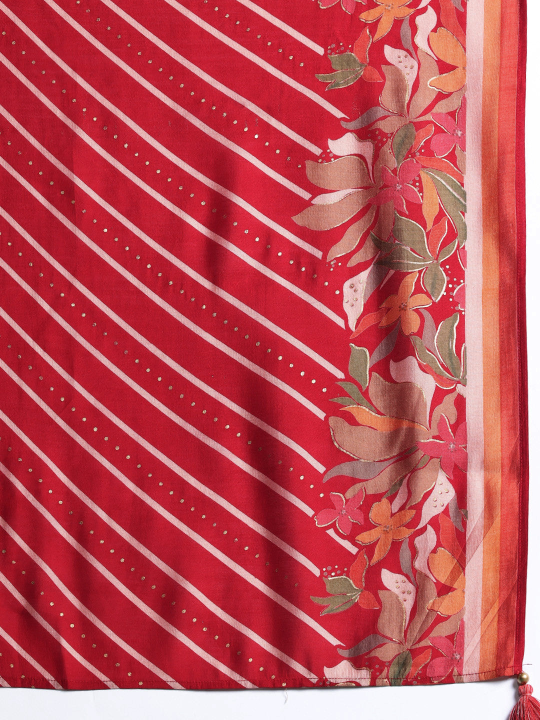 Floral Embroidered Sequinned Kurta With Trousers & Dupatta