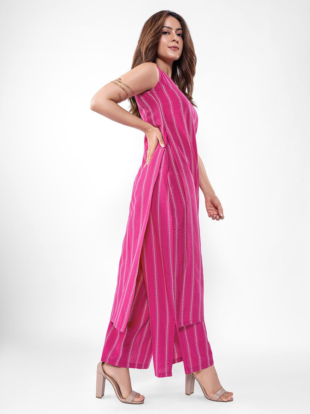 Women Striped Regular Kurta with Palazzos