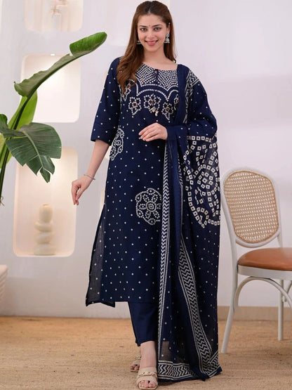 Women Ethnic Motifs Printed Regular Pure Cotton Kurta with Palazzos & With Dupatta