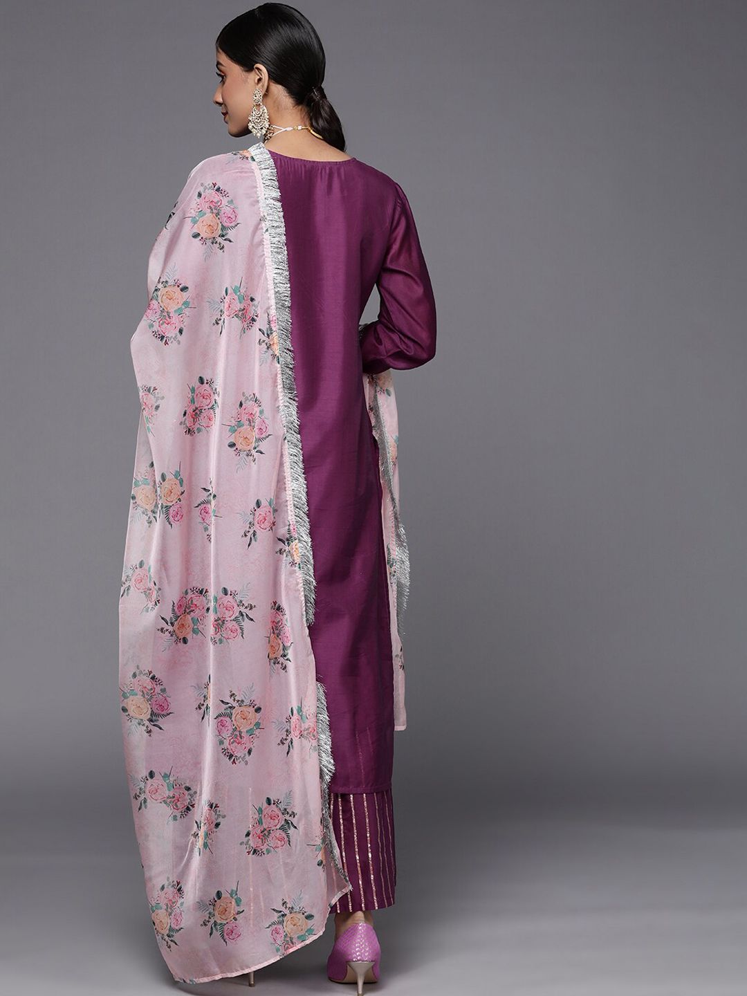 Dhiyona KL Ethnic Motifs Yoke Design Zari Chanderi Silk Kurta with Sharara & Dupatta