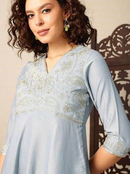 Dhiyona HOP Ethnic Motifs Yoke Design Thread Work Jashn Kurta with Sharara & Dupatta