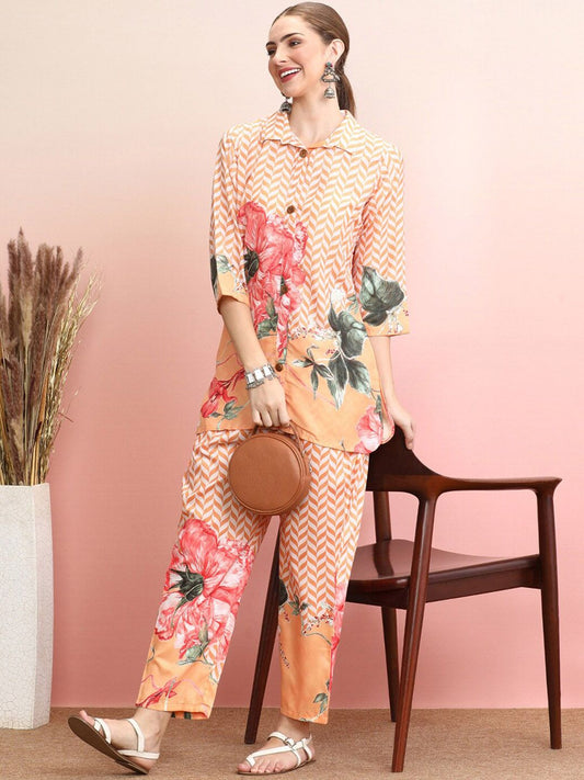 Dhiyona IE Floral Printed Shirt With Trousers