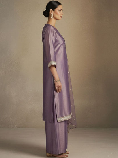 Dhiyona VA Women Regular Sequinned Kurta with Palazzos & With Dupatta