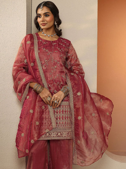 Dhiyona LL Women Ethnic Motifs Embroidered Regular Thread Work Kurta with Palazzos & With Dupatta