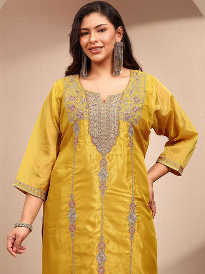 Dhiyona Women's Ethnic Motifs Embroidered Regular Kurta with Palazzos & With Dupatta