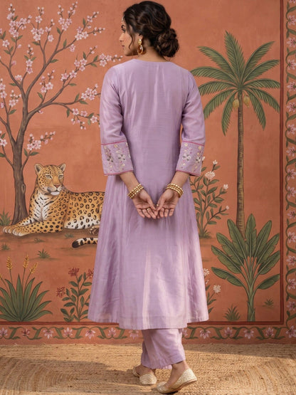 Women Ethnic Motifs Embroidered Regular Thread Work Kurta with Trousers & With Dupatta