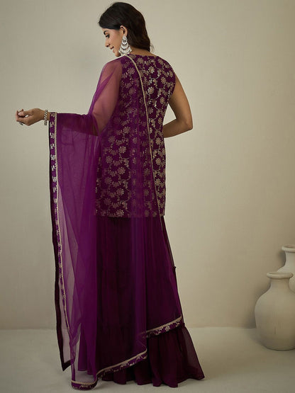 Dhiyona IN Women Floral Regular Kurta with Sharara & With Dupatta