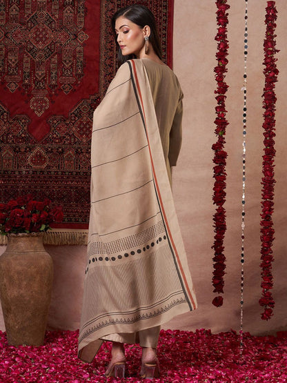 Dhiyona KL Notch Neck Straight Kurta With Palazzos And Dupatta