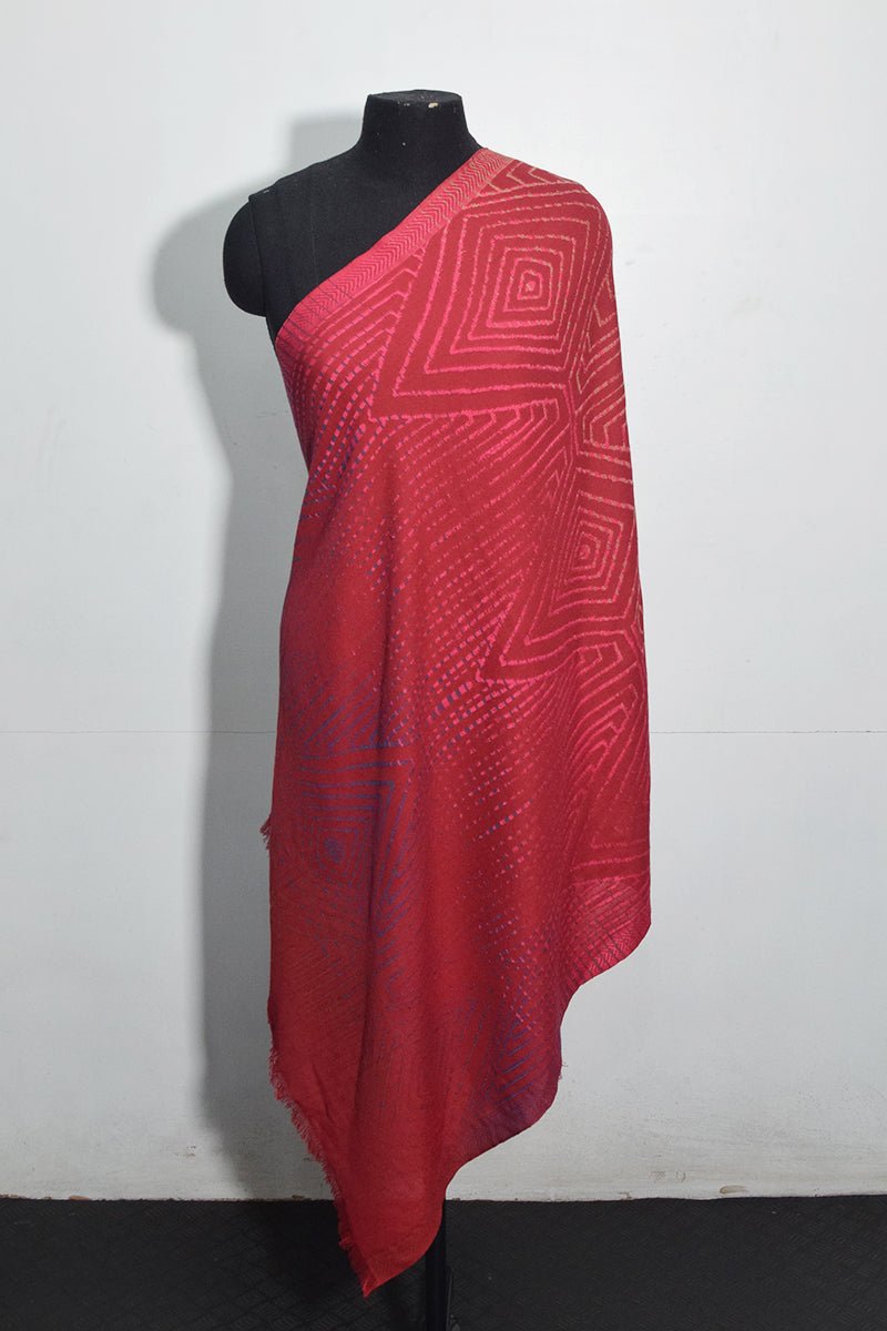 Women's Red Pashmina Woven Jacquard Shawl
