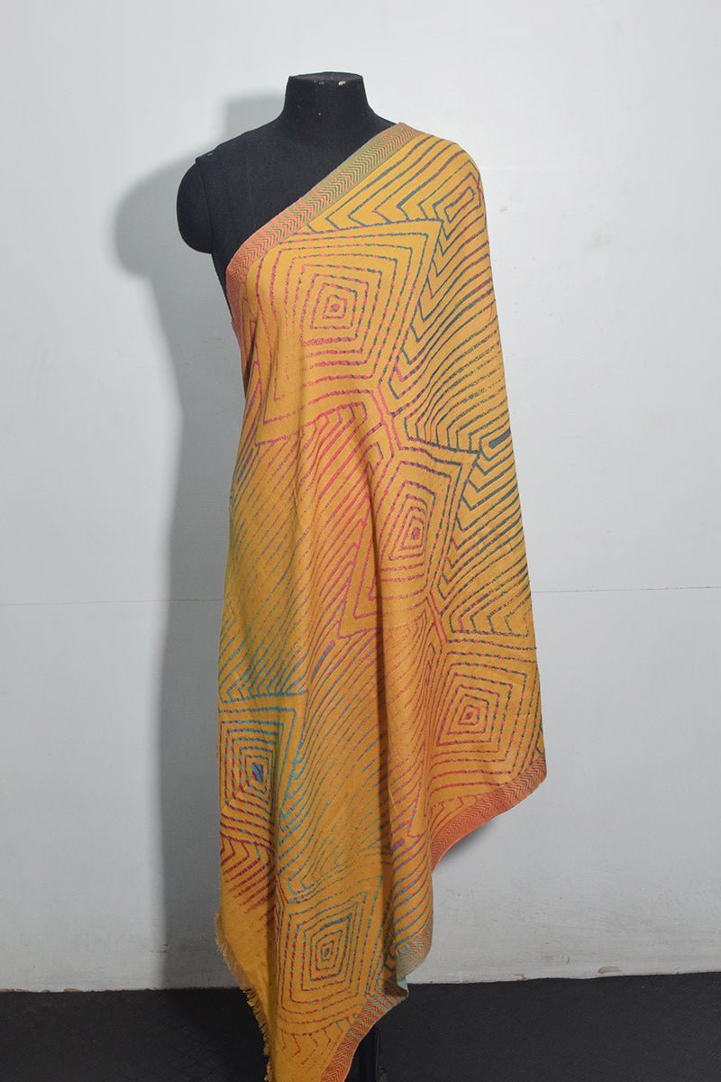 Women's Mustard Pashmina Woven Jacquard Shawl