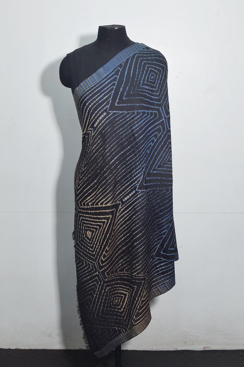 Women's Black Pashmina Woven Jacquard Shawl