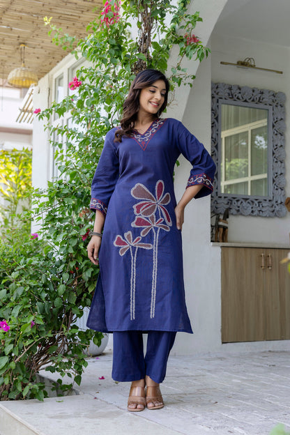 Samiha Indi embroidery cotton kurta pant set