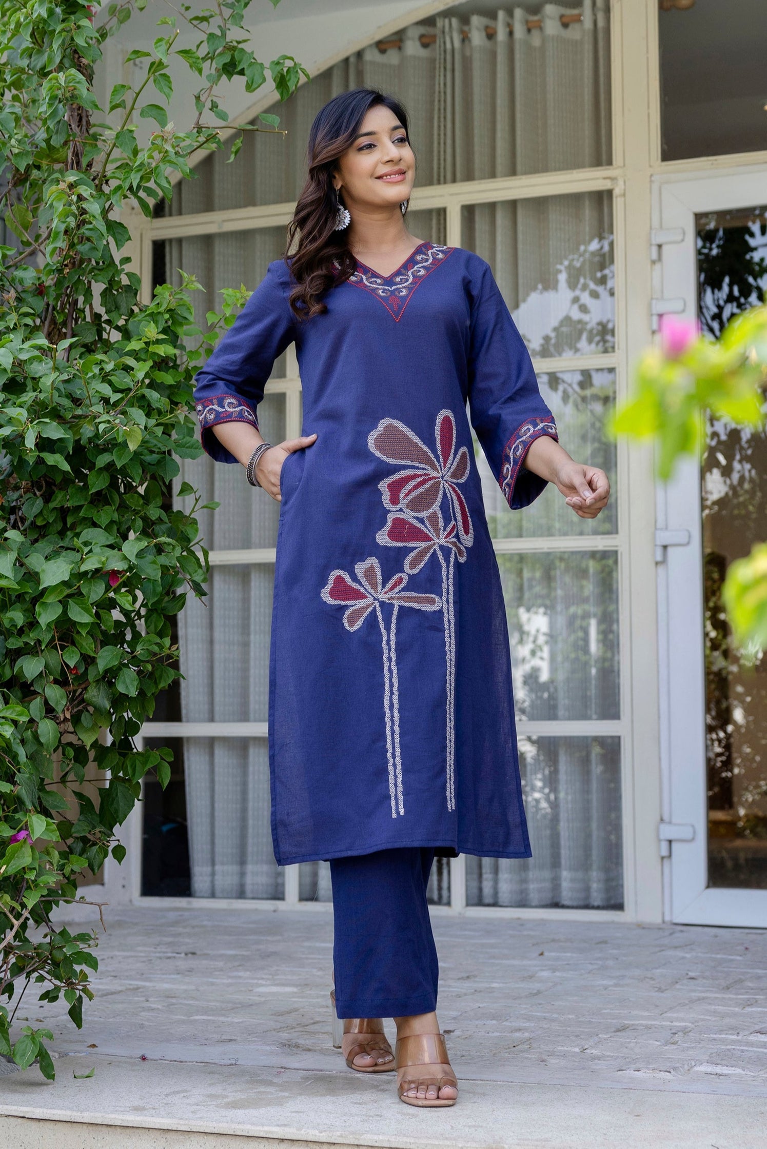 Samiha Indi embroidery cotton kurta pant set