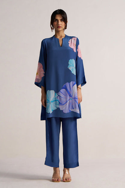 Women's Blue Flower Print Co-ord Set