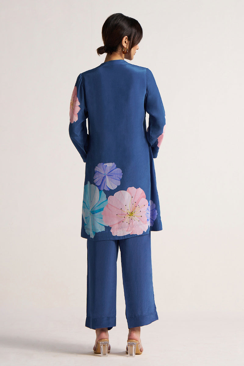 Women's Blue Flower Print Co-ord Set