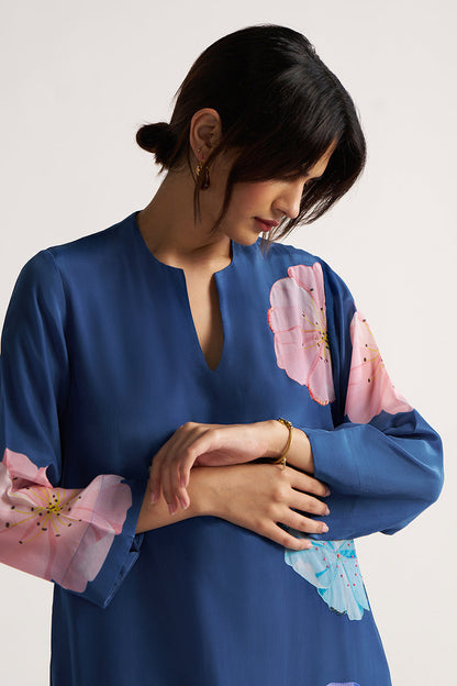 Women's Blue Flower Print Co-ord Set