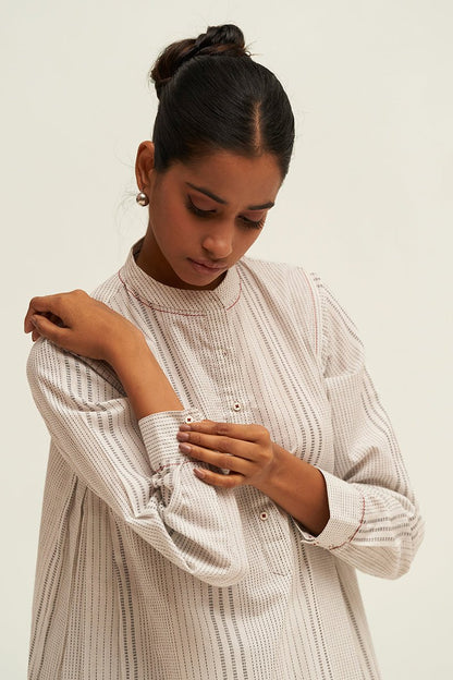 Women's White and Black Woven Co-ord Set