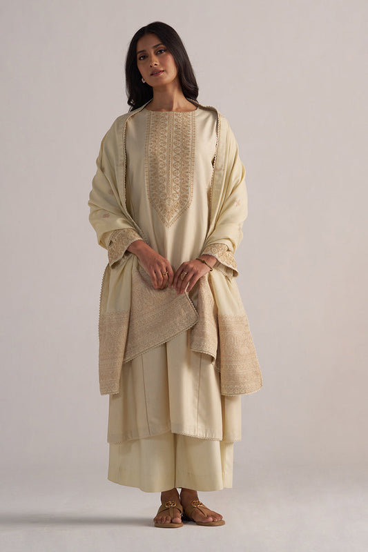 Dhiyona GF Women's Cloud Cream Pashmina Kurta Set
