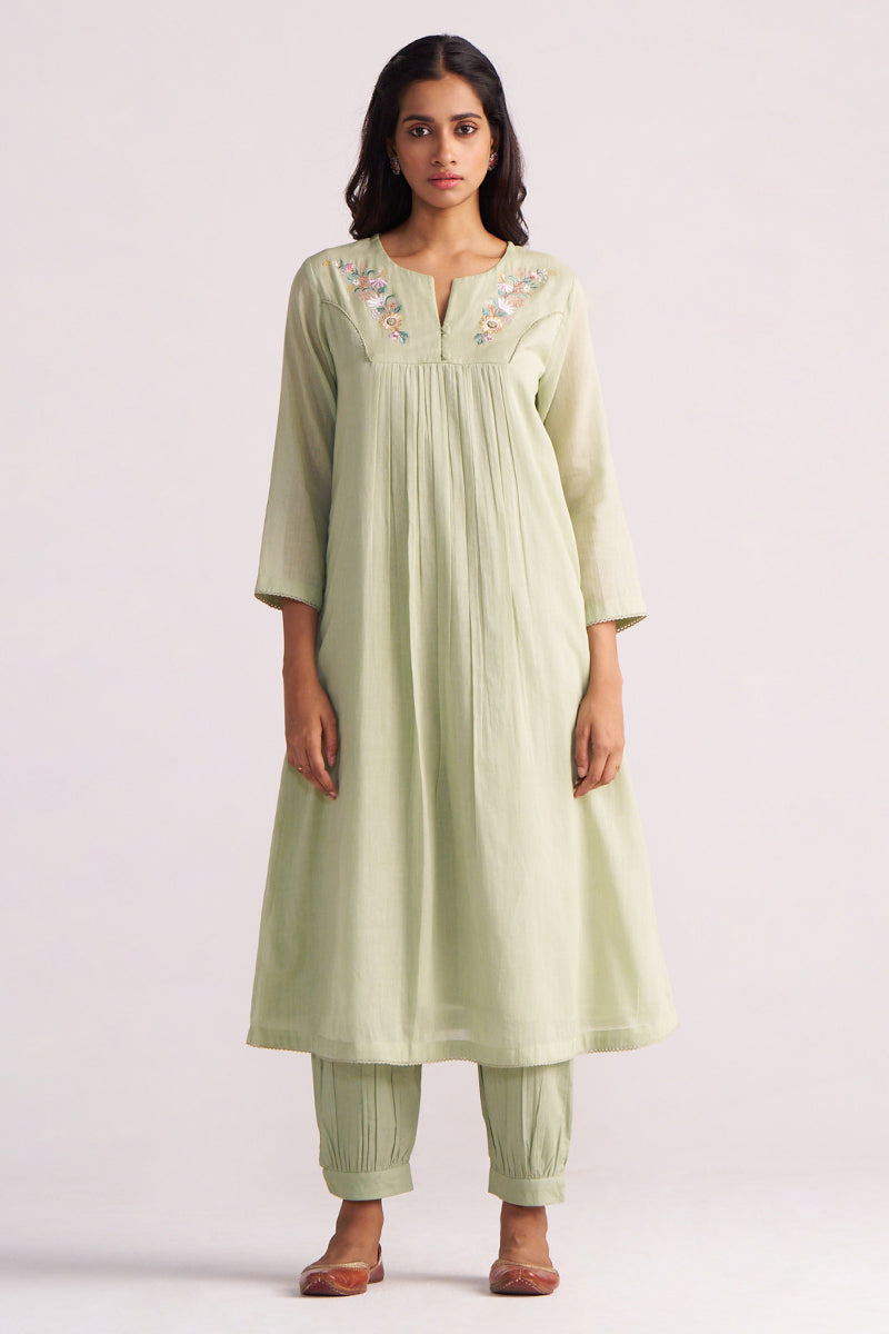 Dhiyona GF Women's Quient Green Mul-Mul Co-ord Set