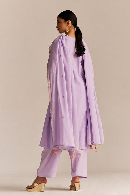 Dhiyona GF Women's Pastel Lilac Mul-Mul Kurta Set