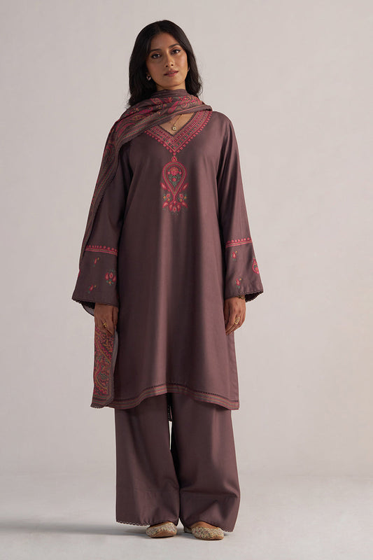 Dhiyona GF Women's Plum Truffle Pashmina Kurta Set