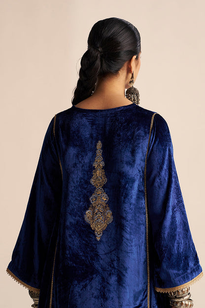 Dhiyona GF Women's Monaco-Blue Velvet Festive Co-ord Set