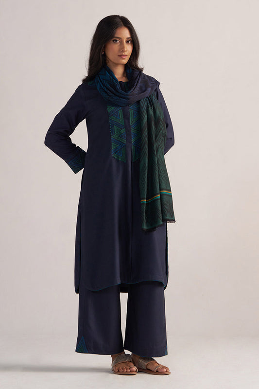 Dhiyona GF Women's Carbon Blue Pashmina Kurta Set