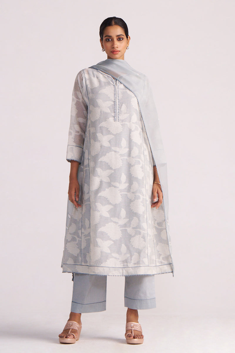 Dhiyona GF Women's Grey Woven Pheran Kurta Set